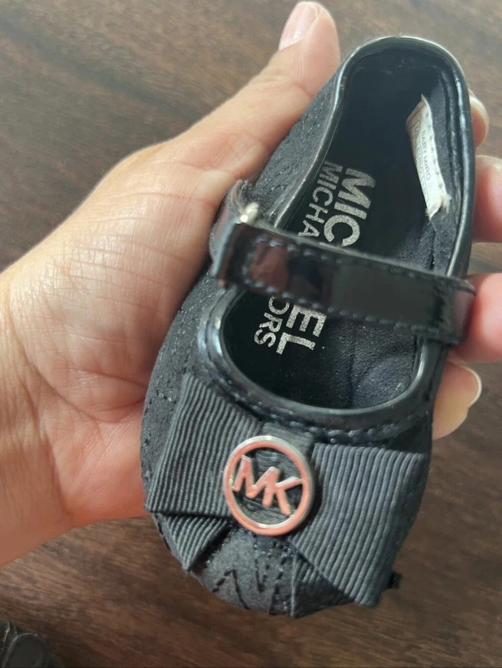 Michael Kors Black Baby Girl Bow Mary Jane Shoes